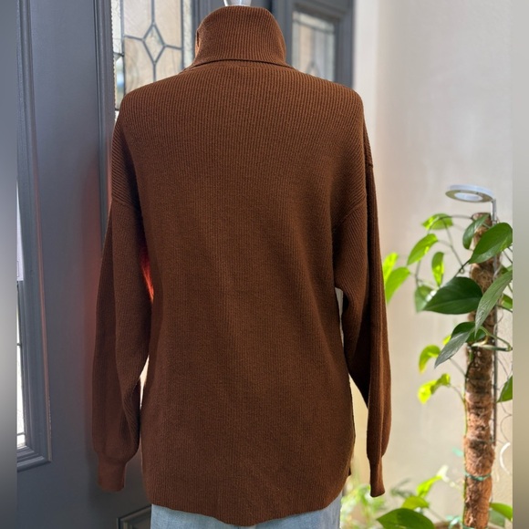 Free People Softly Structured Cowl Neck Terracotta Brown Relaxed Fit Sweater XS - Picture 7 of 10